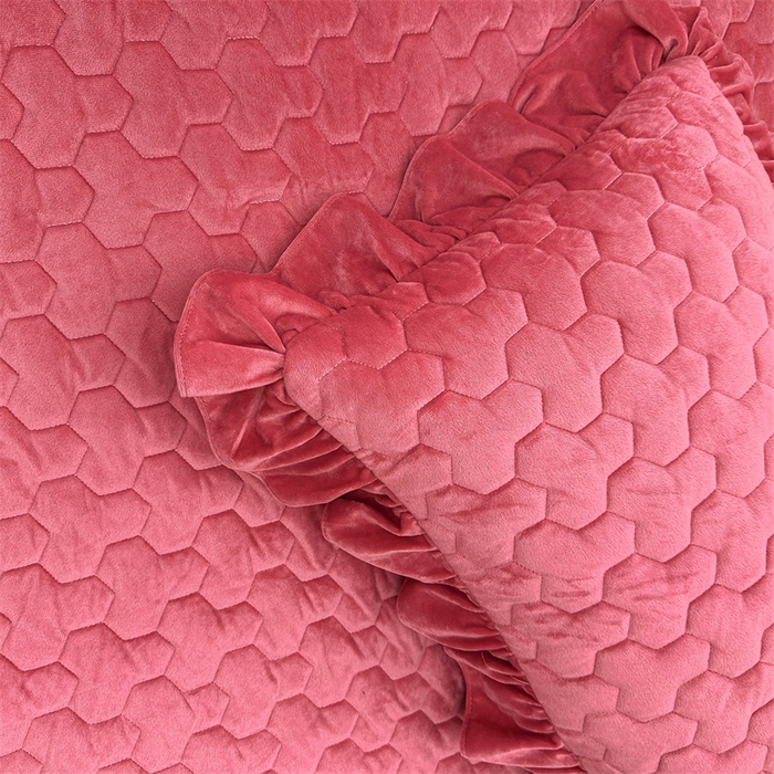 91家纺网 家纺一手货源 找家纺 恒爱家纺 2024新款宝宝绒霞姿月韵床笠 豆沙红