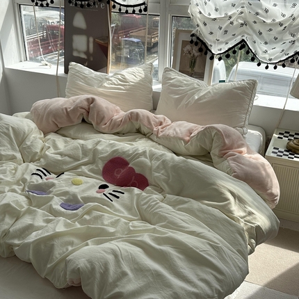 91家纺网 家纺一手货源 找家纺 （总）优色良品 秋冬新款A面水洗棉毛巾绣B面200克牛奶绒单被套