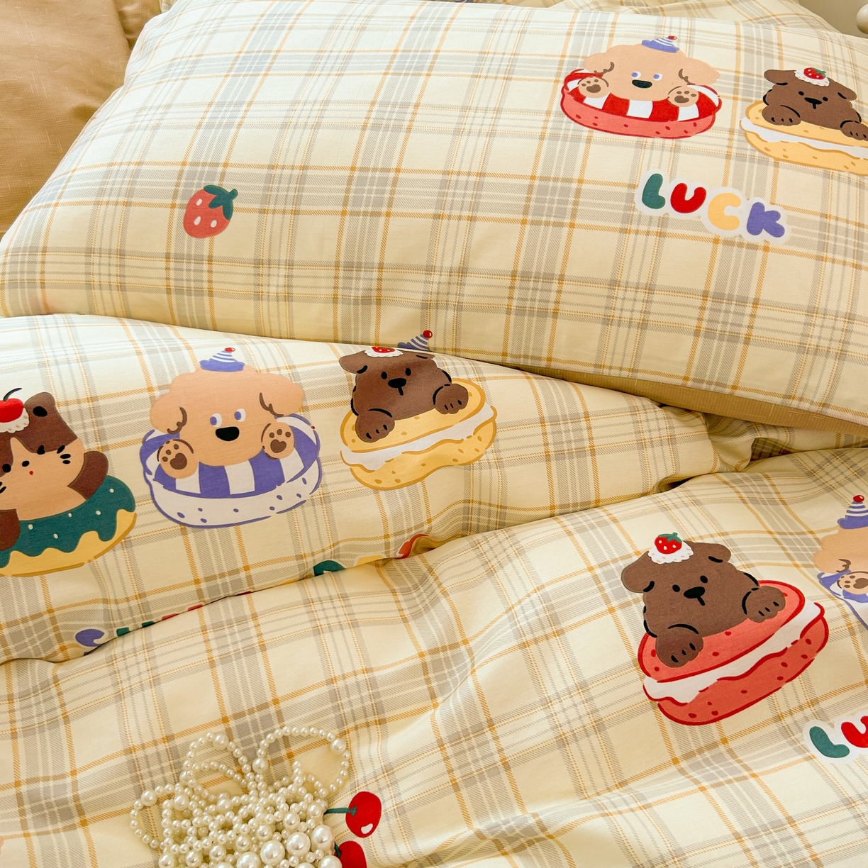 91家纺网 家纺一手货源 找家纺 红馆 2025年全棉12868印花系列四件套 萌趣时光