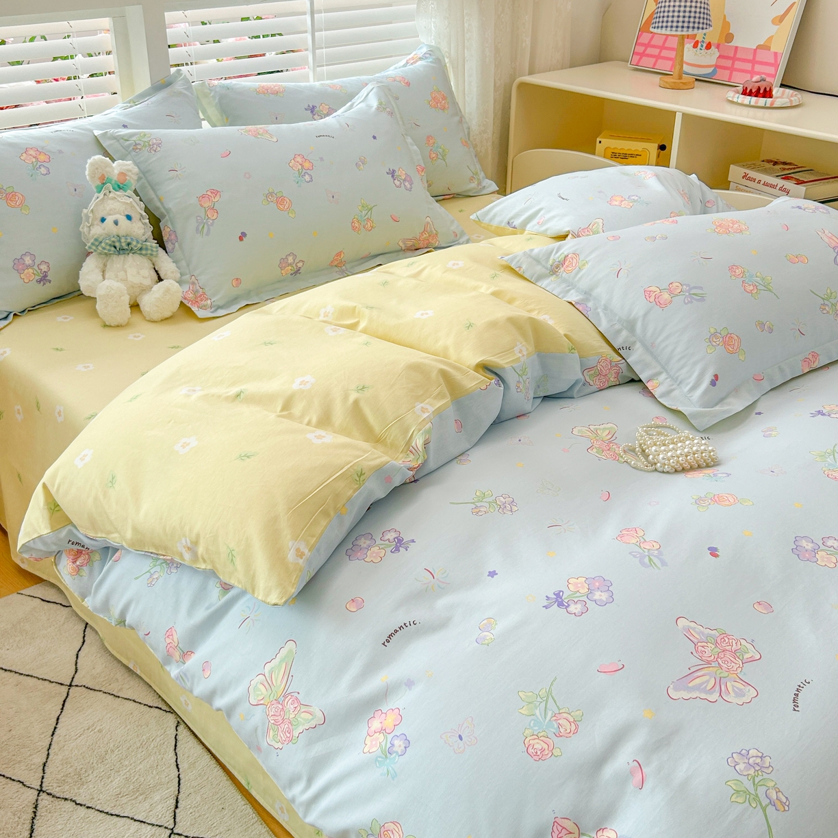 91家纺网 家纺一手货源 找家纺 红馆 2025年全棉12868印花系列四件套 梦蝶