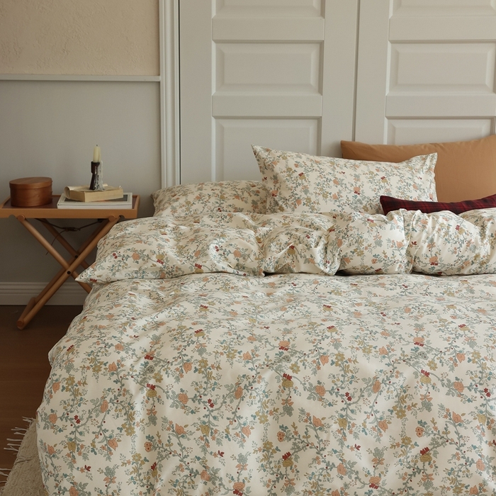 91家纺网 家纺一手货源 找家纺 棉眠 2024新款40支全棉秋季花园系列四件套 秋茗