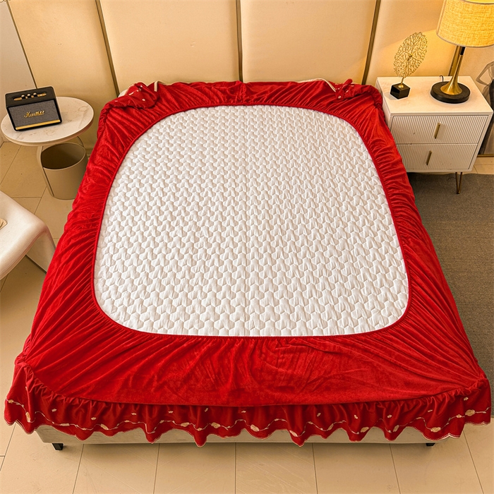 91家纺网 家纺一手货源 找家纺 恒爱家纺 2024新款宝宝绒霞姿月韵四件套 喜庆红