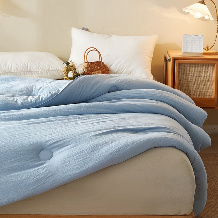 91家纺网 家纺一手货源 找家纺 好福居 2024新款A类母婴级原棉被子被芯 蓝色