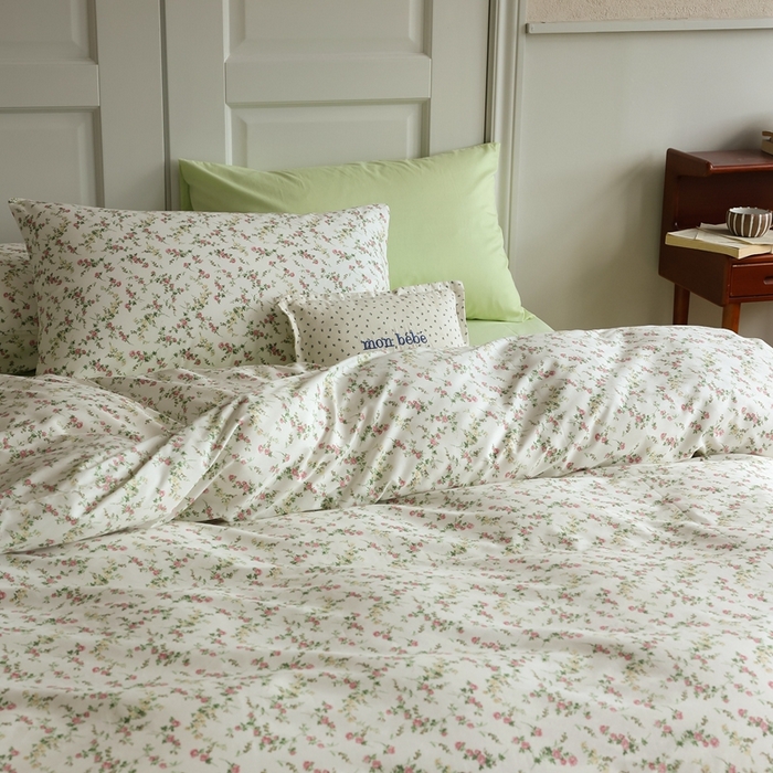 91家纺网 家纺一手货源 找家纺 棉眠 2024新款40支全棉秋季花园系列四件套 桃花笺