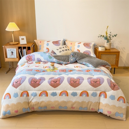 金帛坊 新款雪花绒冬被被子被芯 爱心小熊