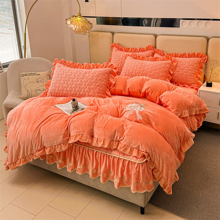 91家纺网 家纺一手货源 找家纺 恒爱家纺 2024新款宝宝绒霞姿月韵四件套 美人玉