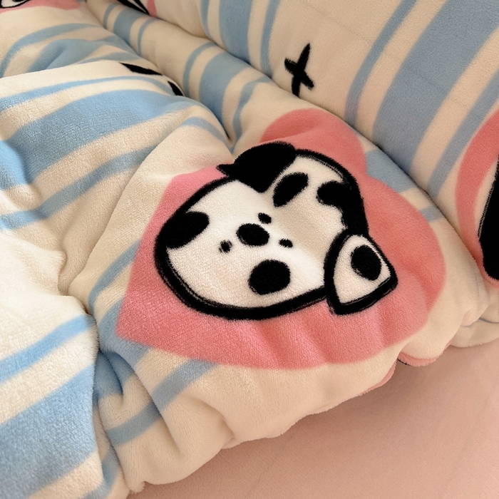 91家纺网 家纺一手货源 找家纺 （总）六巷胡同 2024新款INS卡通牛奶绒四件套