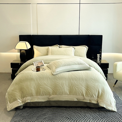 91家纺网 家纺一手货源 找家纺 （总）极简 2024新款雕花牛奶绒宽边四件套