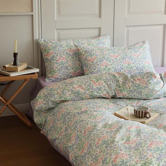 91家纺网 家纺一手货源 找家纺 棉眠 2024新款40支全棉秋季花园系列四件套 星河粉钻