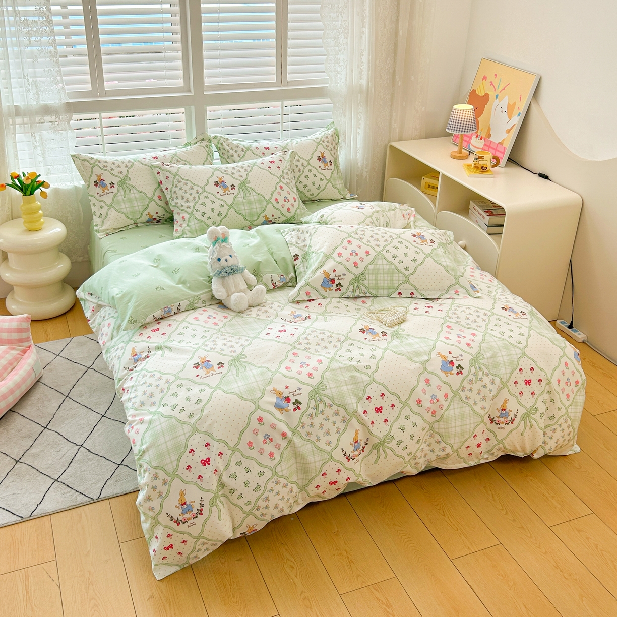 91家纺网 家纺一手货源 找家纺 红馆 2025年全棉12868印花系列四件套 初春晚风