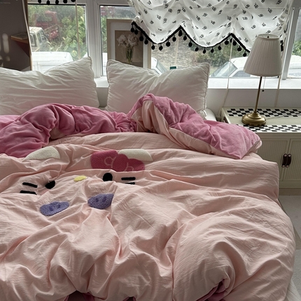 91家纺网 家纺一手货源 找家纺 （总）优色良品 秋冬新款A面水洗棉毛巾绣B面200克牛奶绒单被套