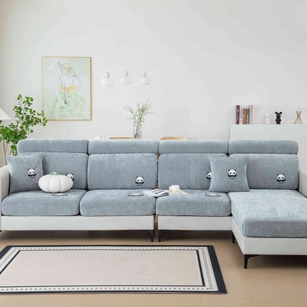 91家纺网 家纺一手货源 找家纺 （总）沐沐 2026新款雪尼尔熊猫烫画沙发笠