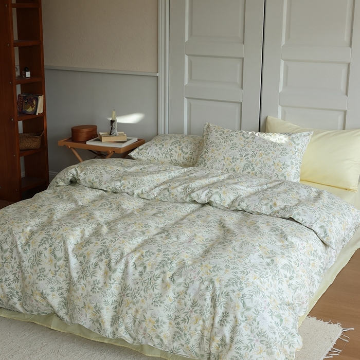 91家纺网 家纺一手货源 找家纺 棉眠 2024新款40支全棉秋季花园系列四件套 冬青