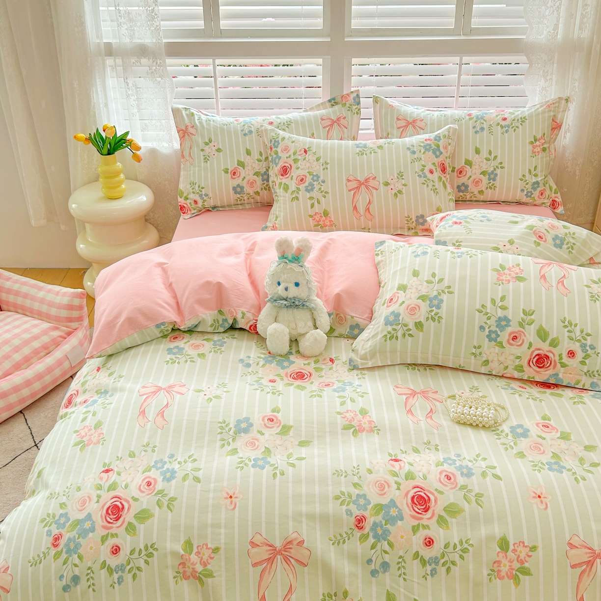 91家纺网 家纺一手货源 找家纺 红馆 2025年全棉12868印花系列四件套 轻婉花语