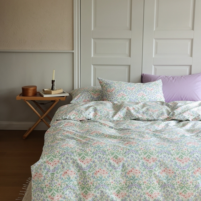 91家纺网 家纺一手货源 找家纺 棉眠 2024新款40支全棉秋季花园系列四件套 星河粉钻