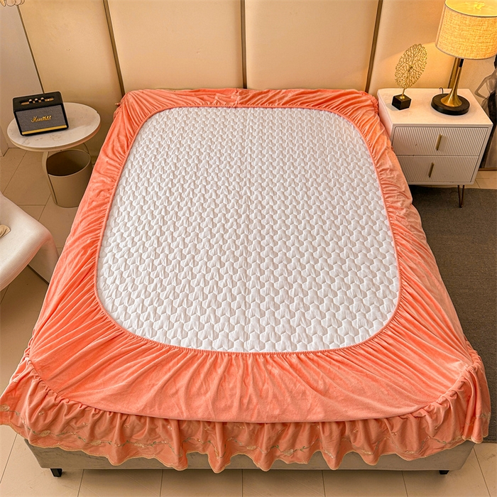 91家纺网 家纺一手货源 找家纺 恒爱家纺 2024新款宝宝绒霞姿月韵床笠 美人玉