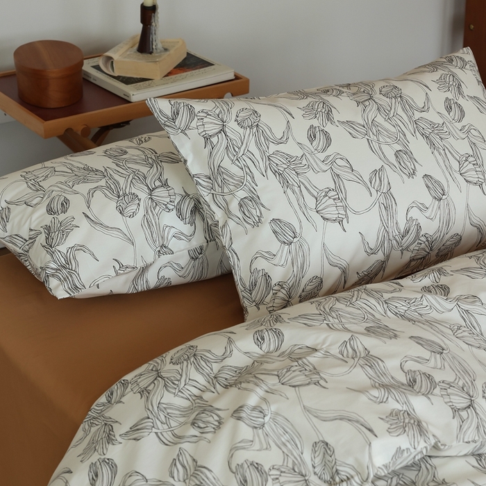 91家纺网 家纺一手货源 找家纺 棉眠 2024新款40支全棉秋季花园系列四件套 鸢尾