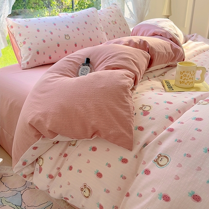 91家纺网 家纺一手货源 找家纺 （总）仟网汇 2024秋冬新款提花彩竺棉小竺棉四件套