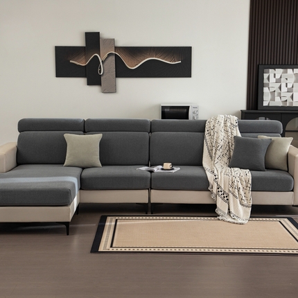 91家纺网 家纺一手货源 找家纺 沐沐家纺 2026新款轻奢麂皮绒沙发笠 深灰