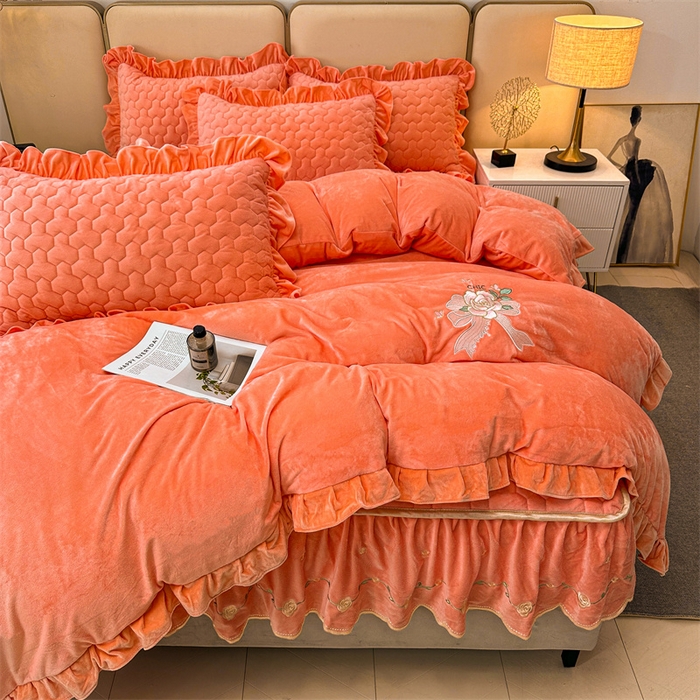 91家纺网 家纺一手货源 找家纺 恒爱家纺 2024新款宝宝绒霞姿月韵四件套 美人玉