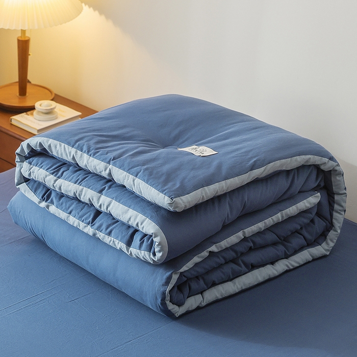 91家纺网 家纺一手货源 找家纺 雯雨家纺 2024新款里外全棉棉花被冬被 深蓝