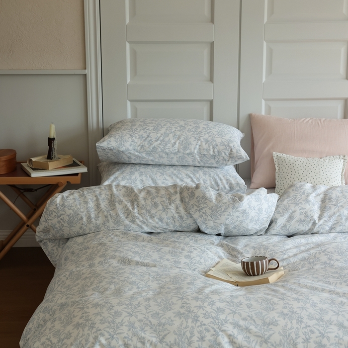 91家纺网 家纺一手货源 找家纺 棉眠 2024新款40支全棉秋季花园系列四件套 雾入松林