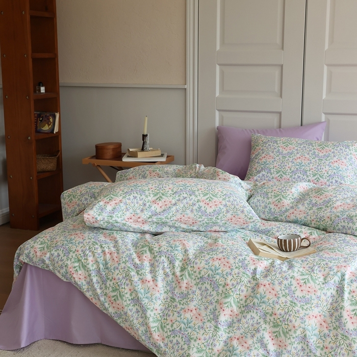 91家纺网 家纺一手货源 找家纺 棉眠 2024新款40支全棉秋季花园系列四件套 星河粉钻