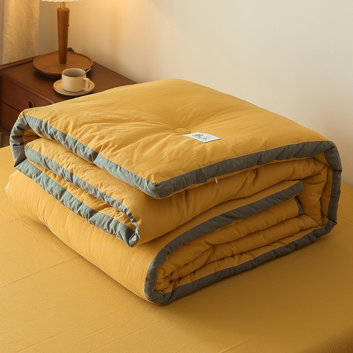 91家纺网 家纺一手货源 找家纺 雯雨家纺 2024新款里外全棉棉花被冬被 明亮黄