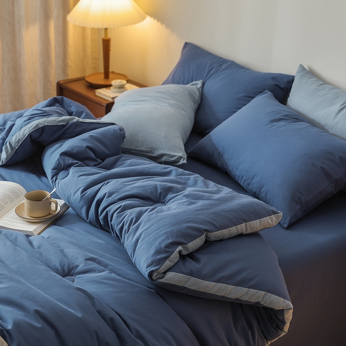 91家纺网 家纺一手货源 找家纺 雯雨家纺 2024新款里外全棉棉花被冬被 深蓝