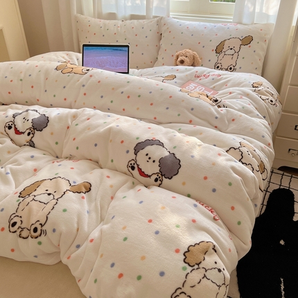 91家纺网 家纺一手货源 找家纺 （总）六巷胡同 2024新款INS卡通牛奶绒四件套