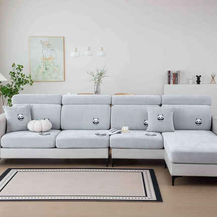 91家纺网 家纺一手货源 找家纺 （总）沐沐 2026新款雪尼尔熊猫烫画沙发笠