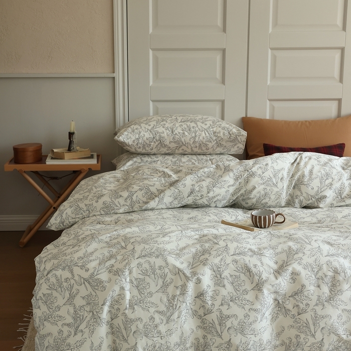 91家纺网 家纺一手货源 找家纺 棉眠 2024新款40支全棉秋季花园系列四件套 秋日风铃