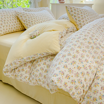 91家纺网 家纺一手货源 找家纺 （总）仟网汇 2024秋冬新款提花彩竺棉小竺棉四件套