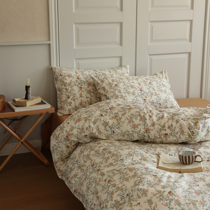 91家纺网 家纺一手货源 找家纺 棉眠 2024新款40支全棉秋季花园系列四件套 秋茗