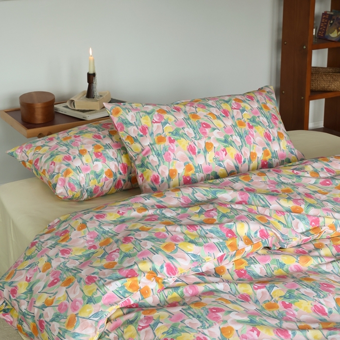 91家纺网 家纺一手货源 找家纺 棉眠 2024新款40支全棉秋季花园系列四件套 玫瑰故事