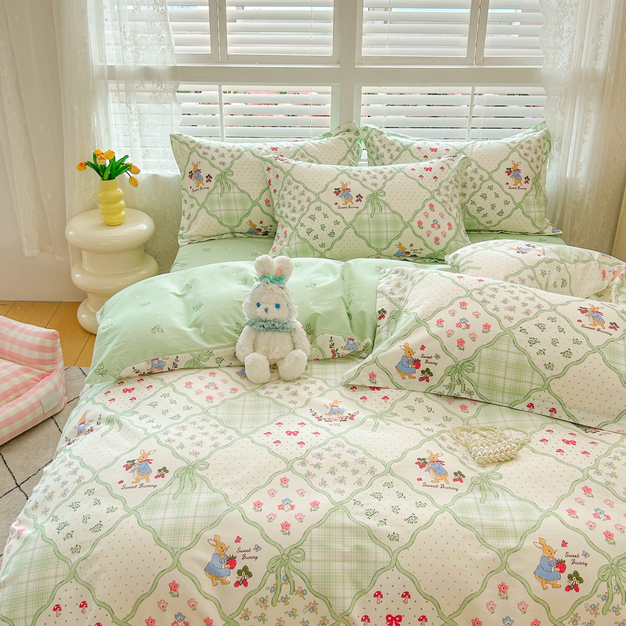 91家纺网 家纺一手货源 找家纺 红馆 2025年全棉12868印花系列四件套 初春晚风