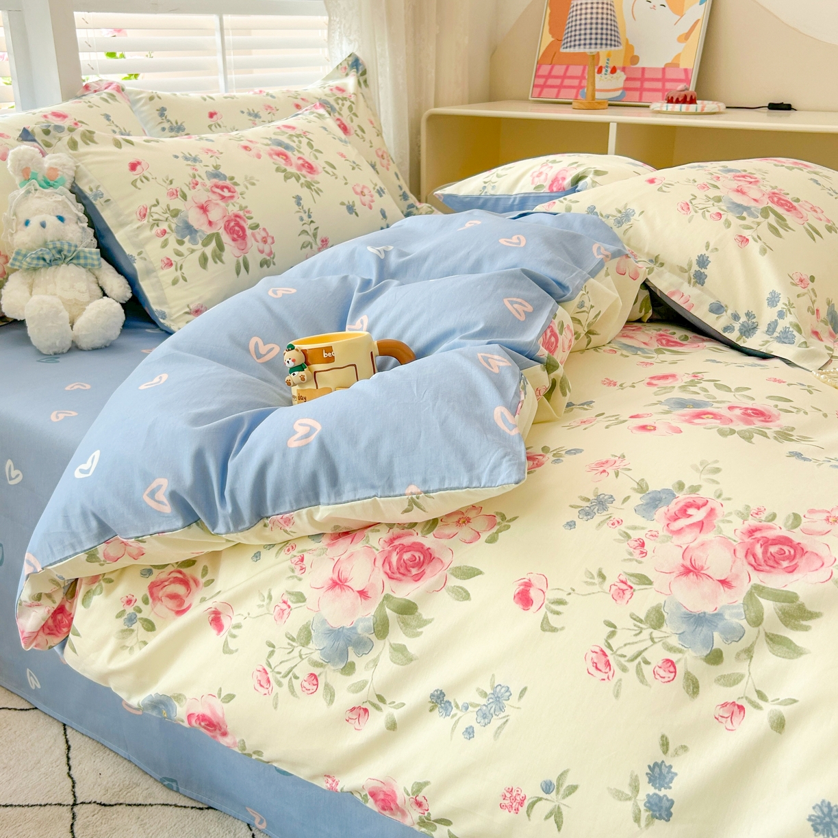 91家纺网 家纺一手货源 找家纺 红馆 2025年全棉12868印花系列四件套 春湔