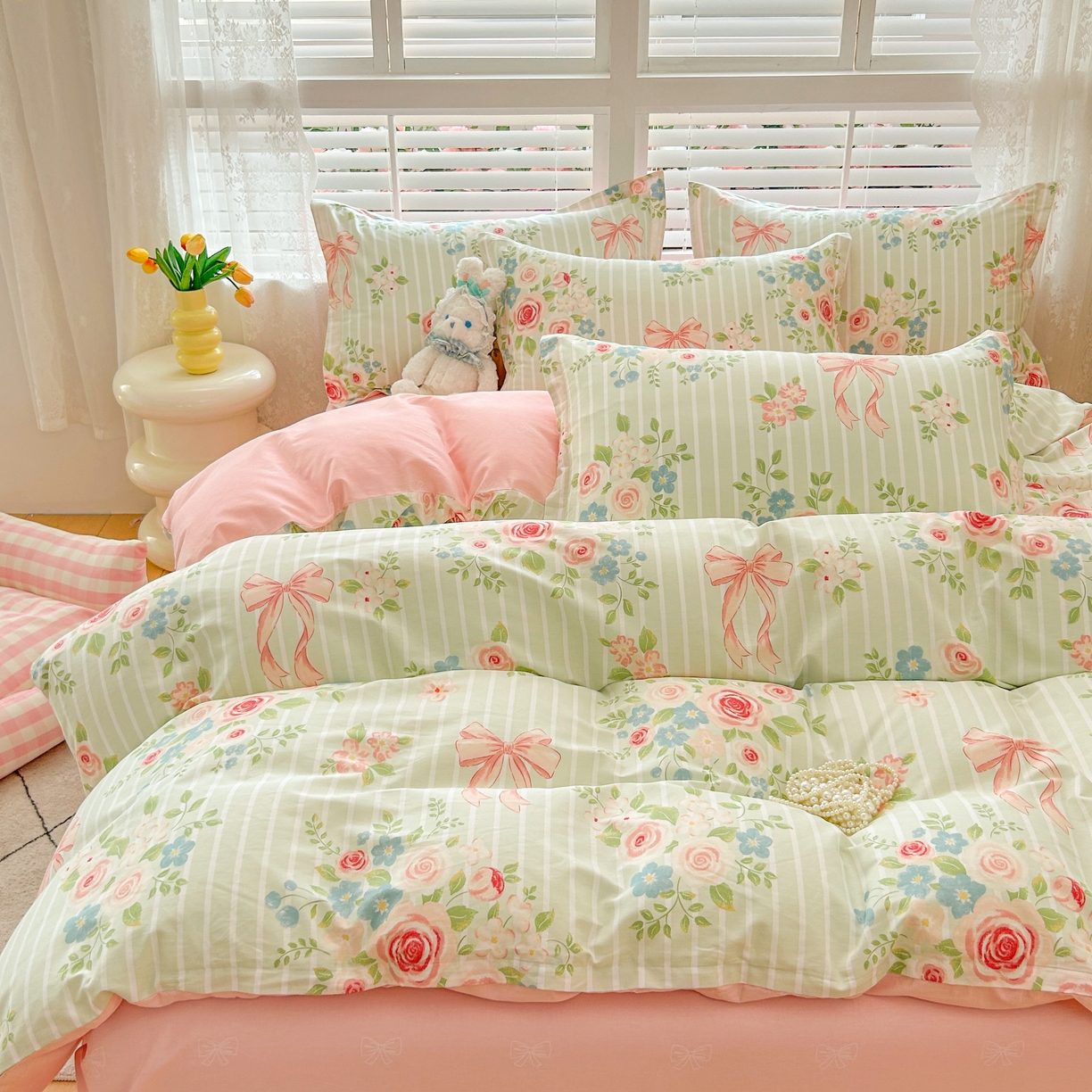 91家纺网 家纺一手货源 找家纺 红馆 2025年全棉12868印花系列四件套 轻婉花语