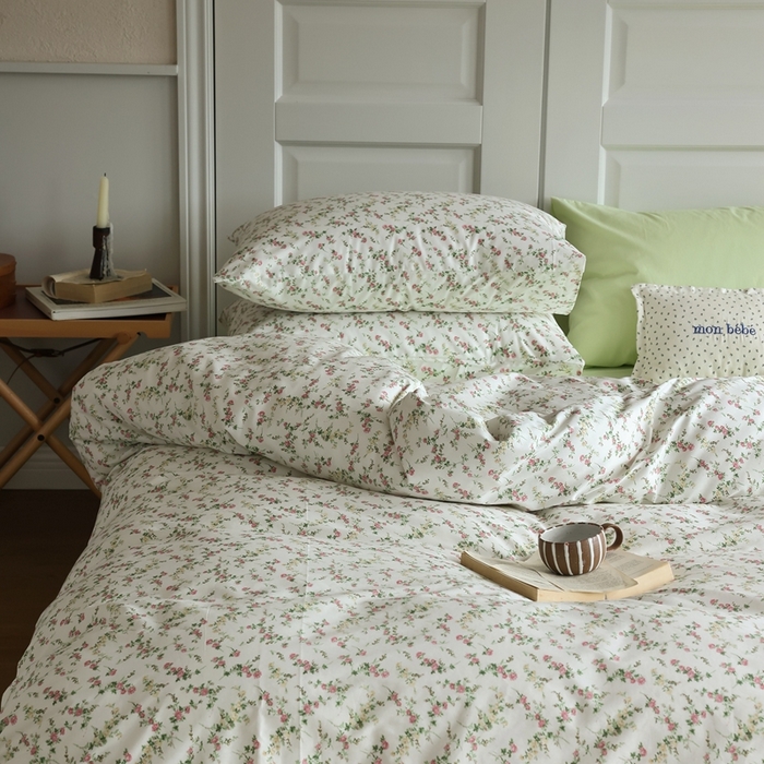 91家纺网 家纺一手货源 找家纺 棉眠 2024新款40支全棉秋季花园系列四件套 桃花笺