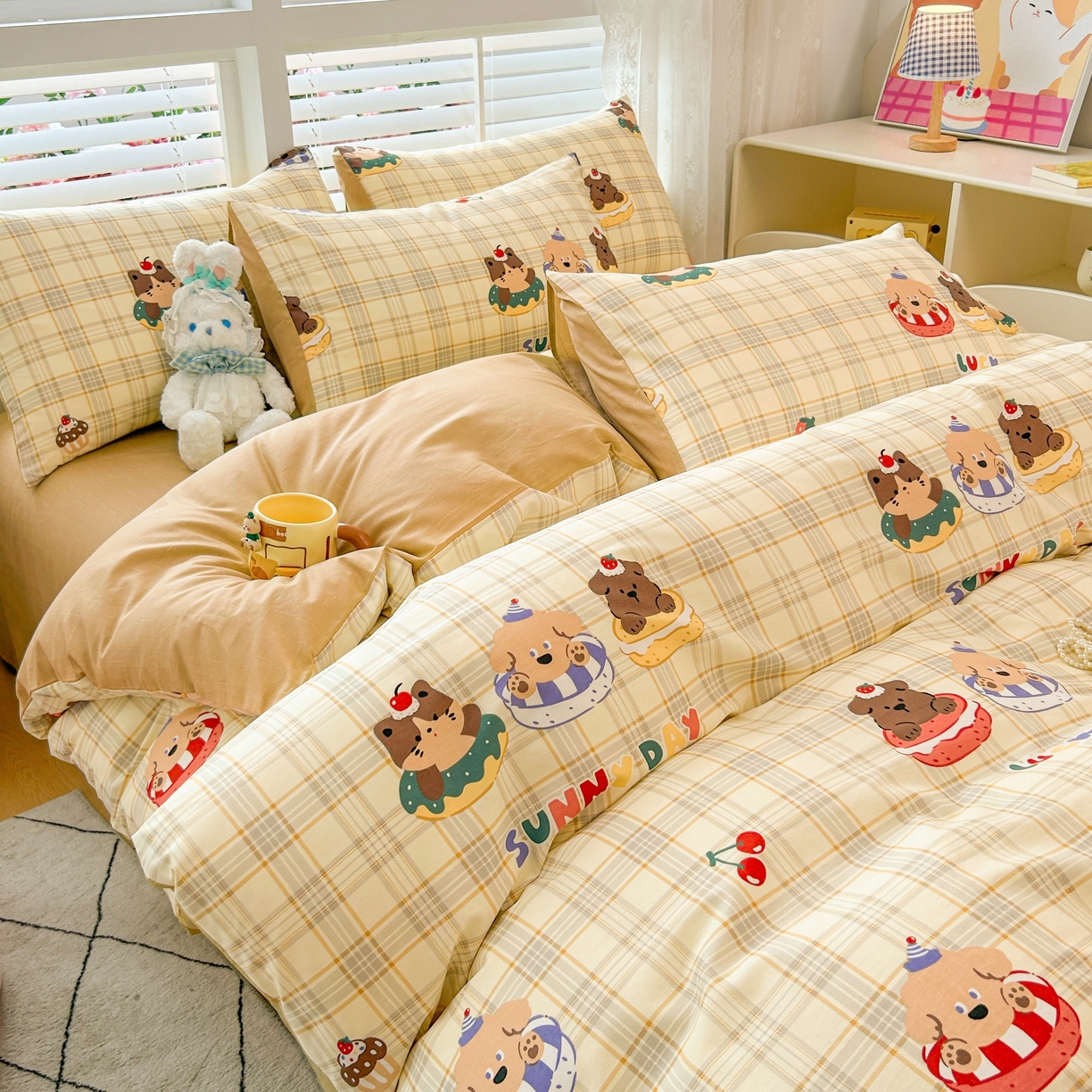 91家纺网 家纺一手货源 找家纺 红馆 2025年全棉12868印花系列四件套 萌趣时光