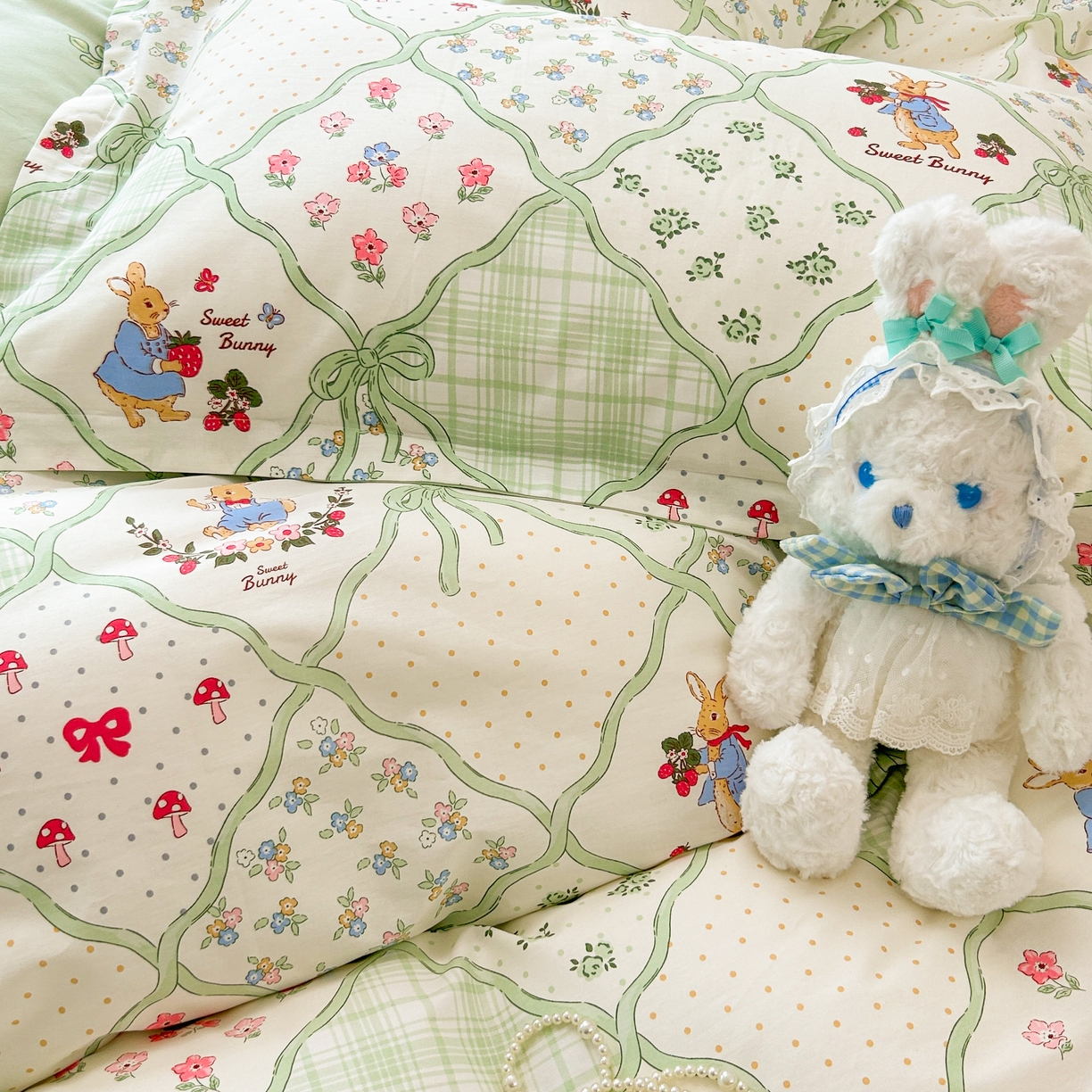 91家纺网 家纺一手货源 找家纺 红馆 2025年全棉12868印花系列四件套 初春晚风