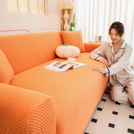 沐沐 2026新款豆豆绒沙发套 元气橙