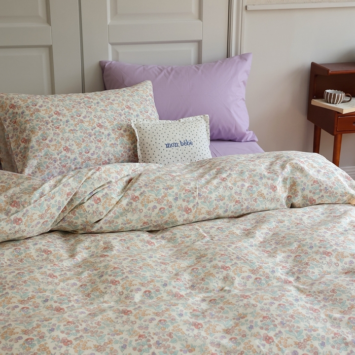 91家纺网 家纺一手货源 找家纺 棉眠 2024新款40支全棉秋季花园系列四件套 美琪