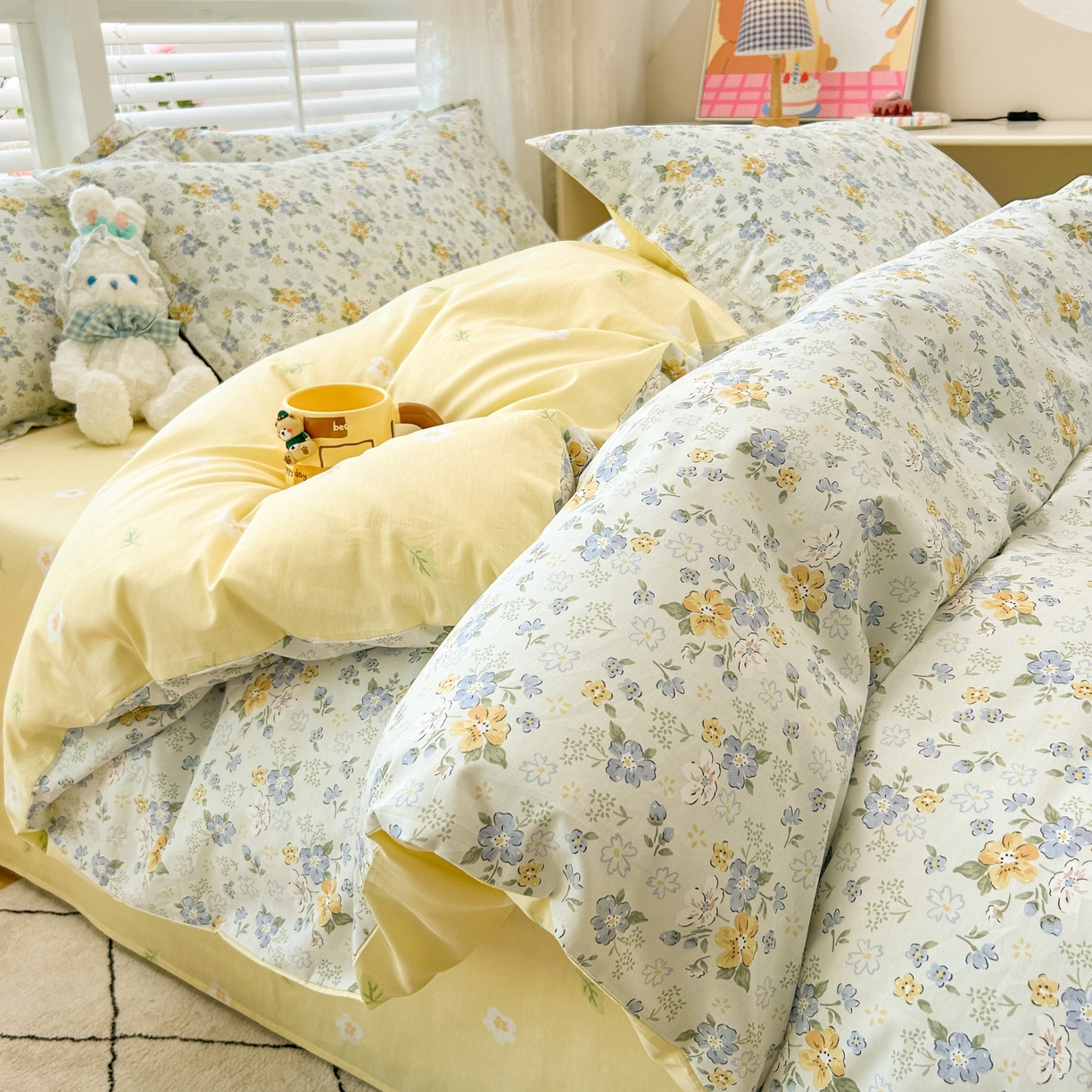 91家纺网 家纺一手货源 找家纺 红馆 2025年全棉12868印花系列四件套 花语花夕