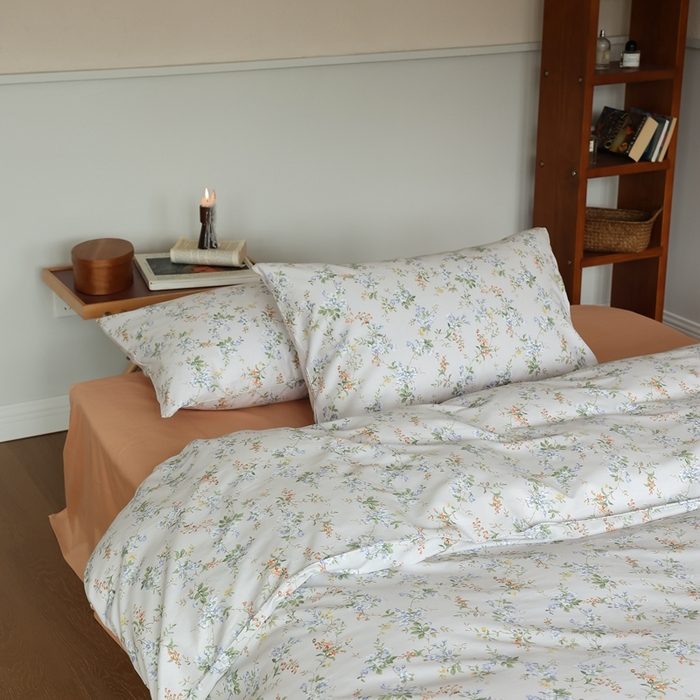 91家纺网 家纺一手货源 找家纺 棉眠 2024新款40支全棉秋季花园系列四件套 橘朵