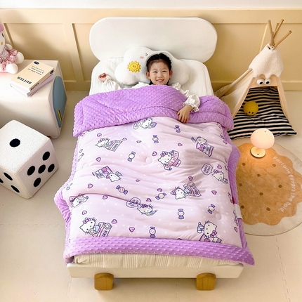 91家纺网 家纺一手货源 找家纺 （总）吉咪兔家纺 25年新款三丽鸥库洛米儿童豆豆被针织棉幼儿园宝宝午睡春秋四季婴儿被子