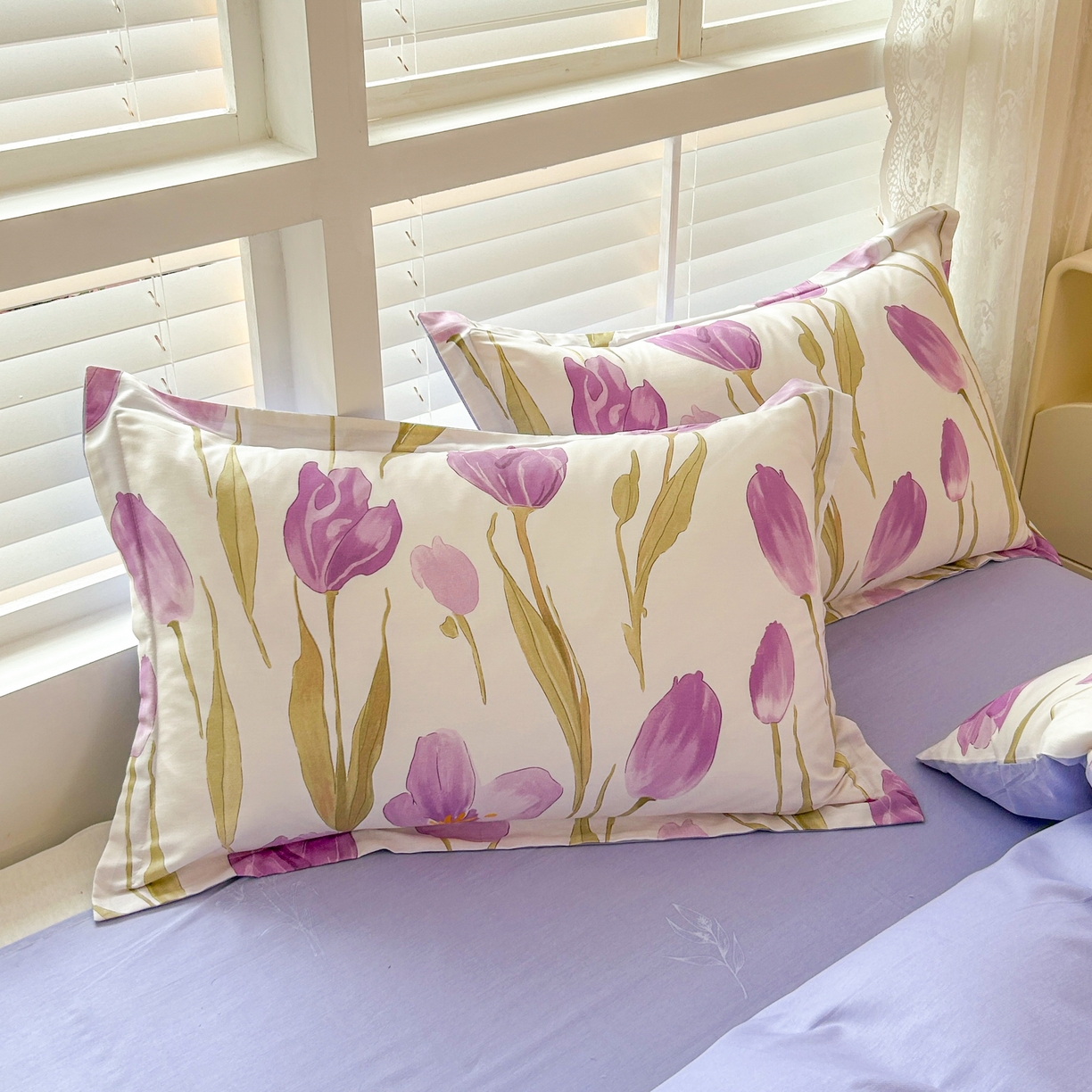 91家纺网 家纺一手货源 找家纺 红馆 2025年全棉12868印花系列四件套 紫色郁金香