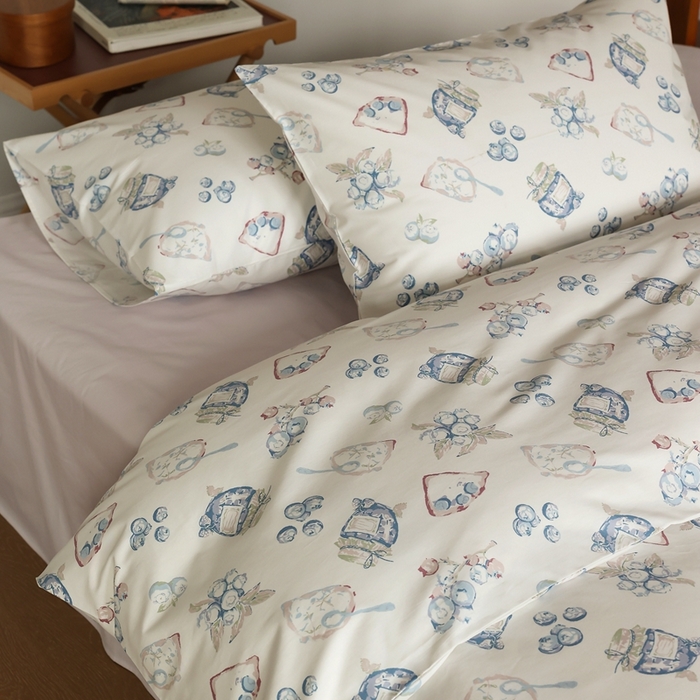 91家纺网 家纺一手货源 找家纺 棉眠 2024新款40支全棉秋季花园系列四件套 蓝莓酱