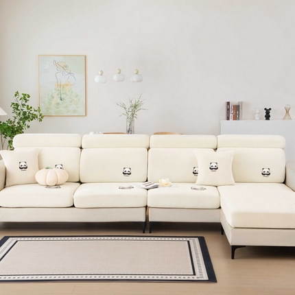 91家纺网 家纺一手货源 找家纺 （总）沐沐 2026新款雪尼尔熊猫烫画沙发笠