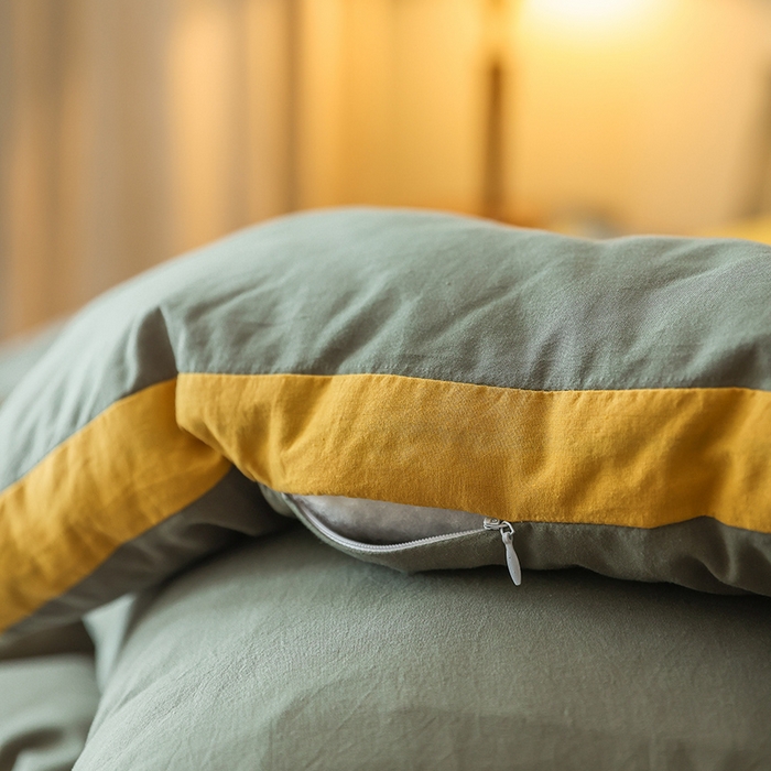 91家纺网 家纺一手货源 找家纺 雯雨家纺 2024新款里外全棉棉花被冬被 军绿黄